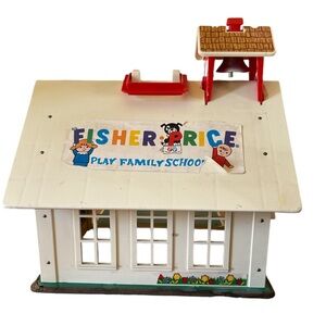 Vintage 1971 Fisher Price Little People Play Family School House...